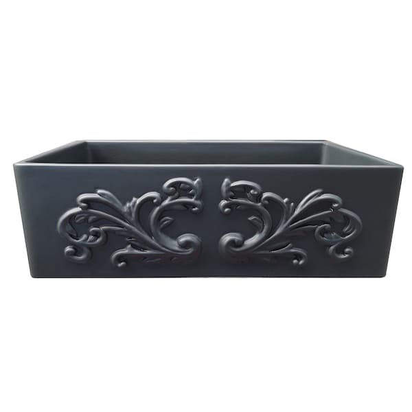 Nantucket Sinks 33-Inch Farmhouse Fireclay Sink with Filigree Apron FCFS3320S-FiligreeMBL - main